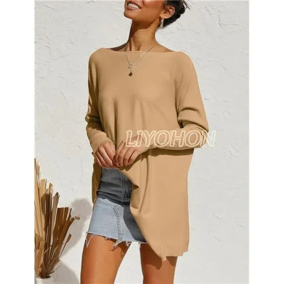 Oversized T Shirts for Women - Long Sleeve Tunic Tops Fall Outfits for Girls - Picture 3 of 6